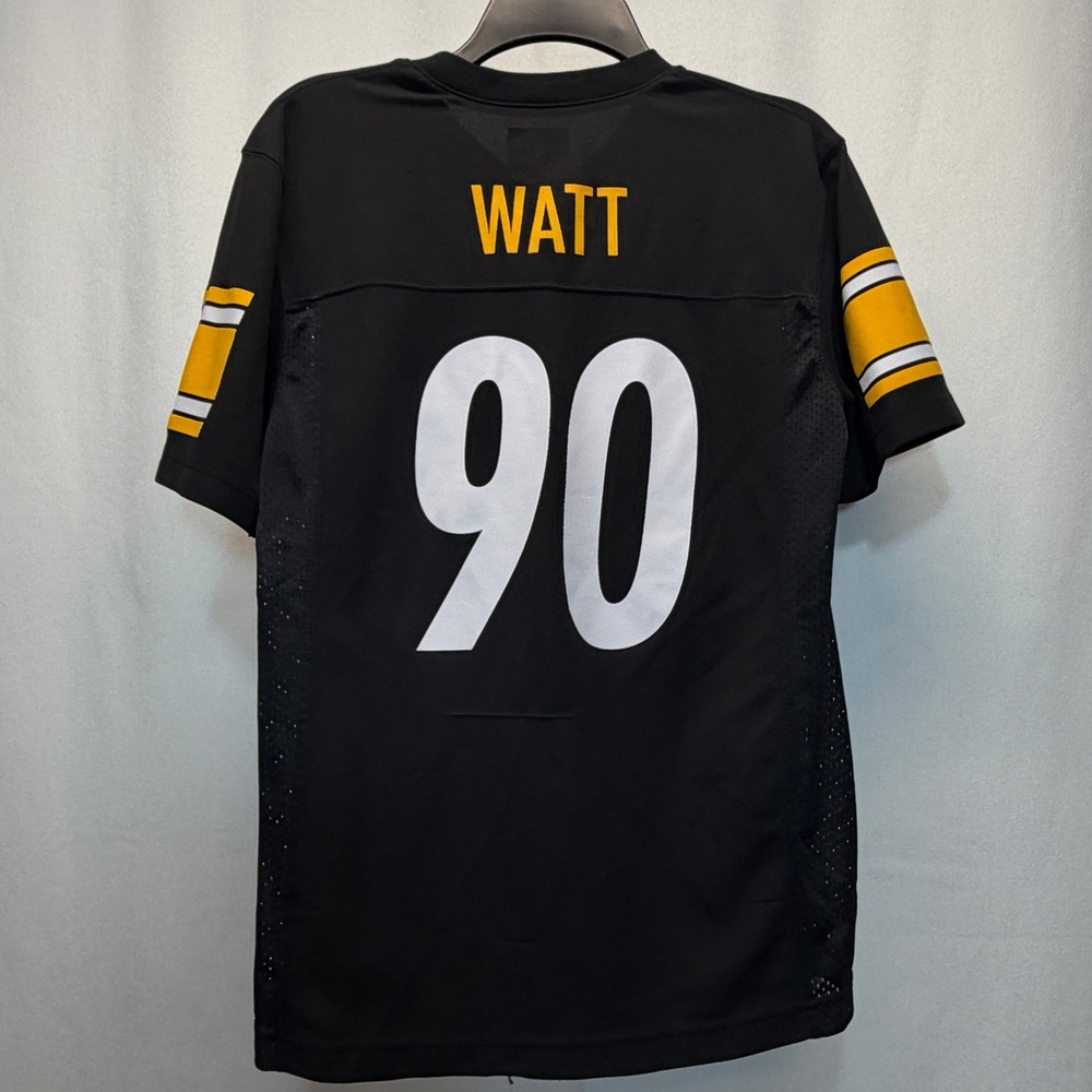 TJ Watt 90 NFL Pittsburgh Steelers Jersey Kids Youth Large Black Football Mesh